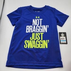 Under Armour Kids T Shirt Blue‎ Not Braggin Just Swaggin 24M New